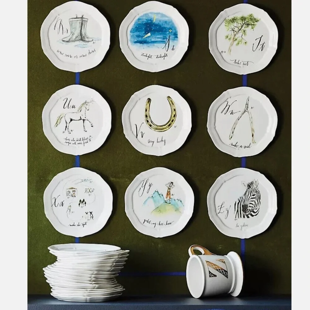 🦓 ZEBRA Very Rare Anthropologie Calligrapher Monogram Canape Plate Z La Zebra
